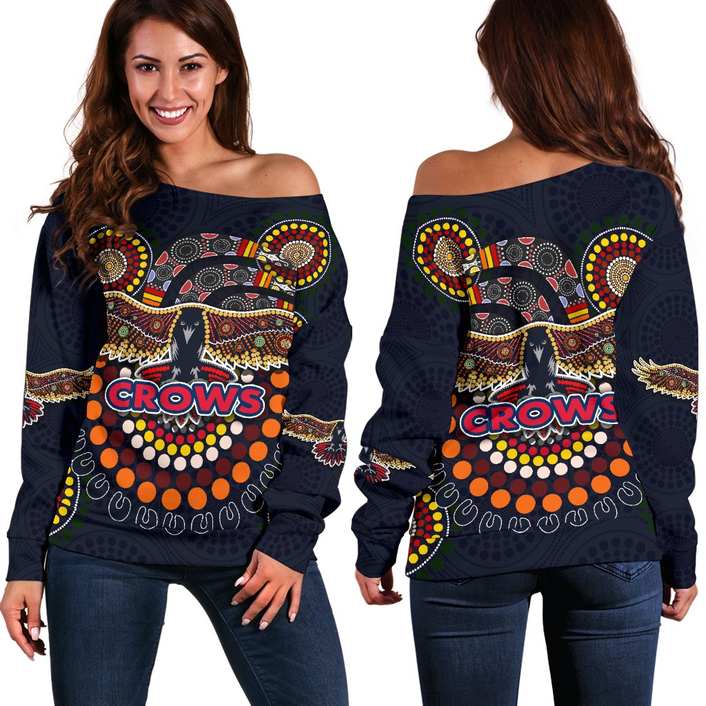 Adelaide Women Off Shoulder Sweater Indigenous Crows - Vibe Hoodie