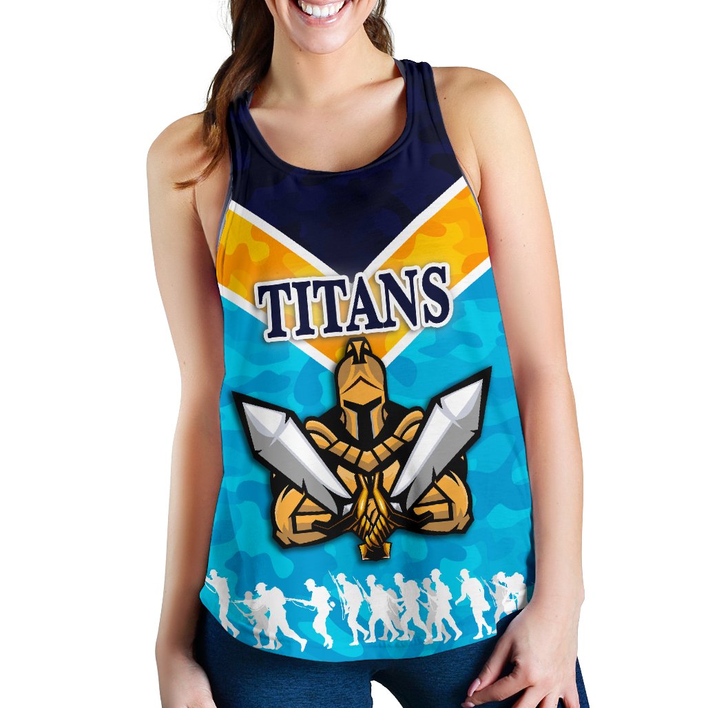 Gold Coast Women Racerback Tan Titans Gladiator Anzac Vibes - Vibe Hoodie