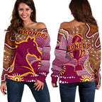 Broncos Super Off Shoulder Sweater Indigenous Brisbane - Vibe Hoodie