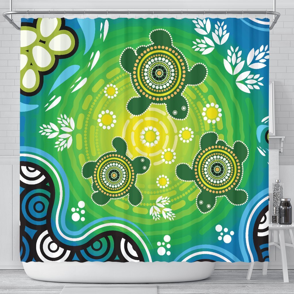 aboriginal-shower-curtain-indigenous-green-turtle