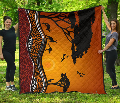 premium-quilts-kangaroo-coverlets-aboriginal-dot-painting-sunset