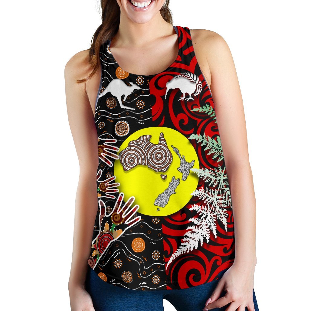 New Zealand Australia Women Racerback Tank - Maori Aboriginal - Vibe Hoodie