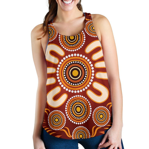 Aboriginal Women's Racerback Tank - Circle Flowers Patterns Ver03 - Vibe Hoodie
