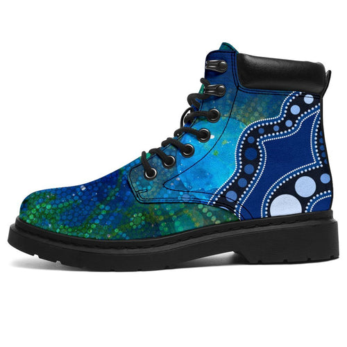 aboriginal-all-season-boots-australia-indigenous-flag-circle-dot-painting-art-blue