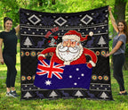 christmas-personalised-premium-quilt-australia-santa-claus-hold-the-flag-black