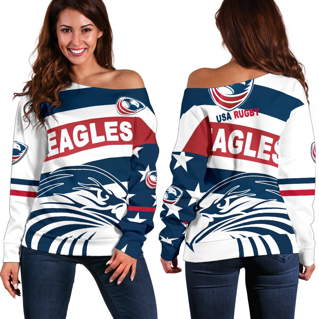 USA Rugby Women's Off Shoulder Sweater Eagles Original Style - Vibe Hoodie