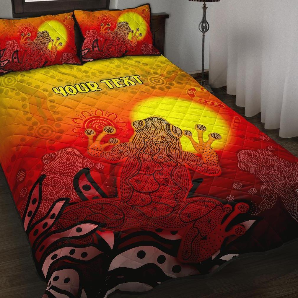 customaboriginal-quilt-bed-set-indigenous-frog-red