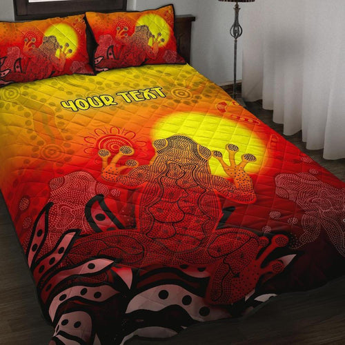 customaboriginal-quilt-bed-set-indigenous-frog-red