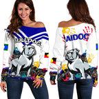 Naidoc Bulldogs Women's Off Shoulder Sweater Aboriginal Hand - Vibe Hoodie