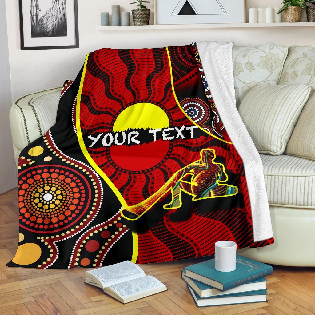 custom-premium-blanket-australia-aboriginal-dots-with-didgeridoo