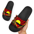 slide-sandals-australia-aboriginal-dots-with-didgeridoo-black