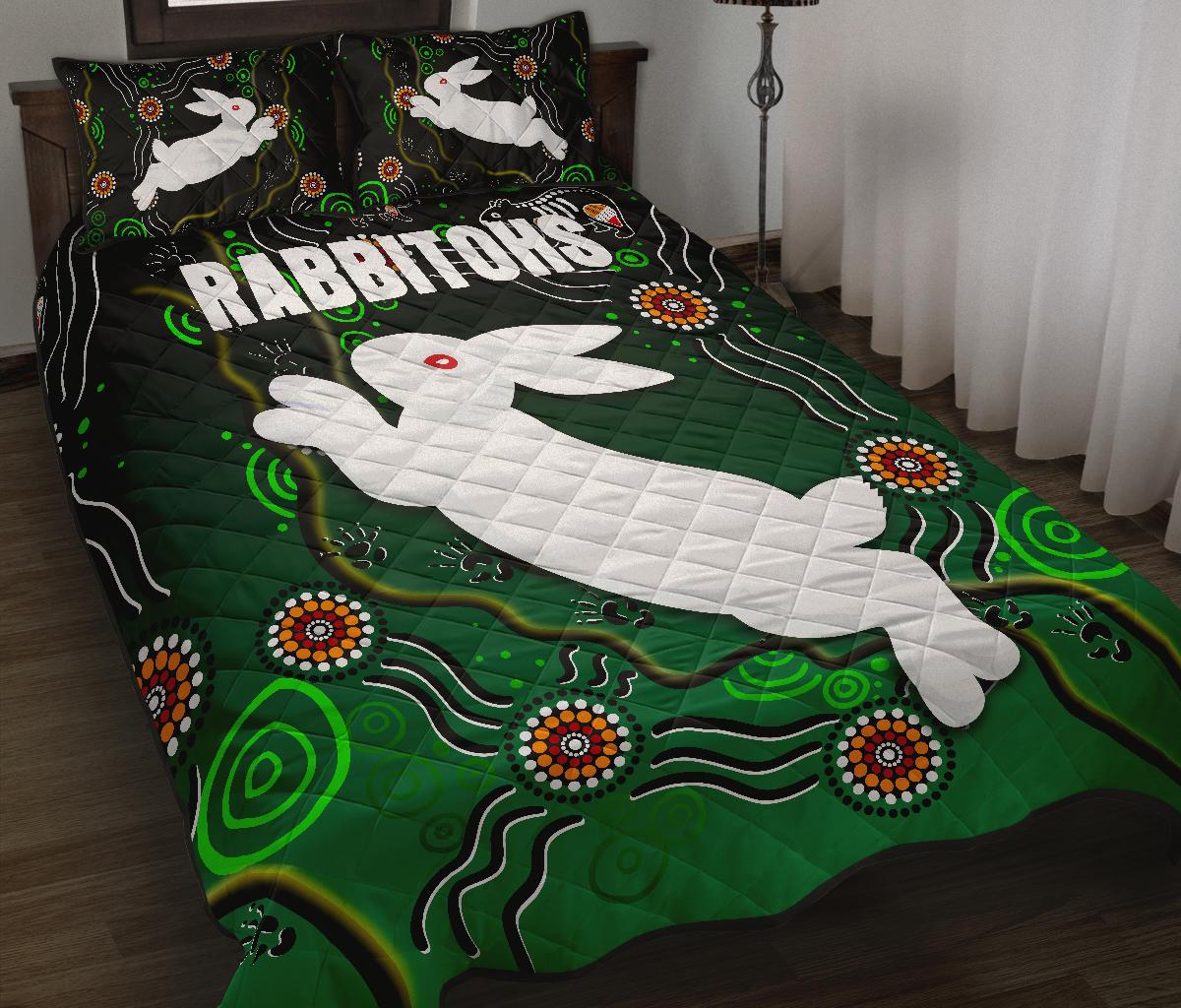 rabbitohs-quilt-bed-set-simple-indigenous