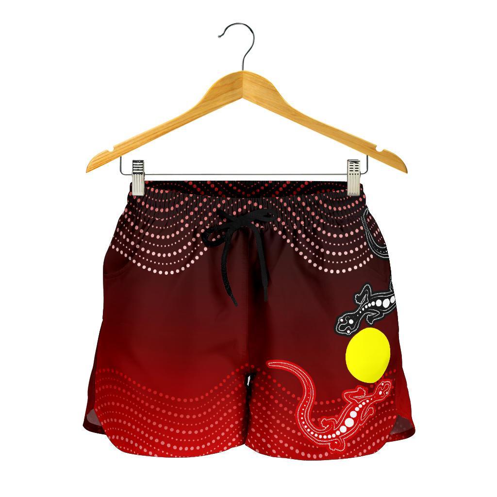 Aboriginal All Over Print Women's Shorts - Two Indigenous Lizard - Vibe Hoodie