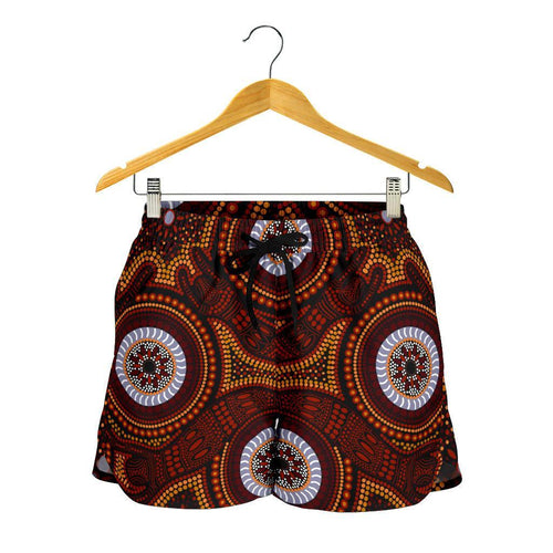 Aboriginal Women's Short - Aboriginal Human Dot Painting Art - Vibe Hoodie