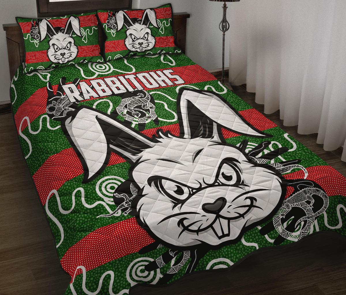 rabbitohs-indigenous-quilt-bed-set-rabbit-head