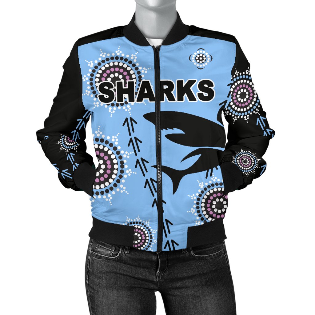 cronulla-womens-bomber-jacket-sharks-simple-indigenous-blue