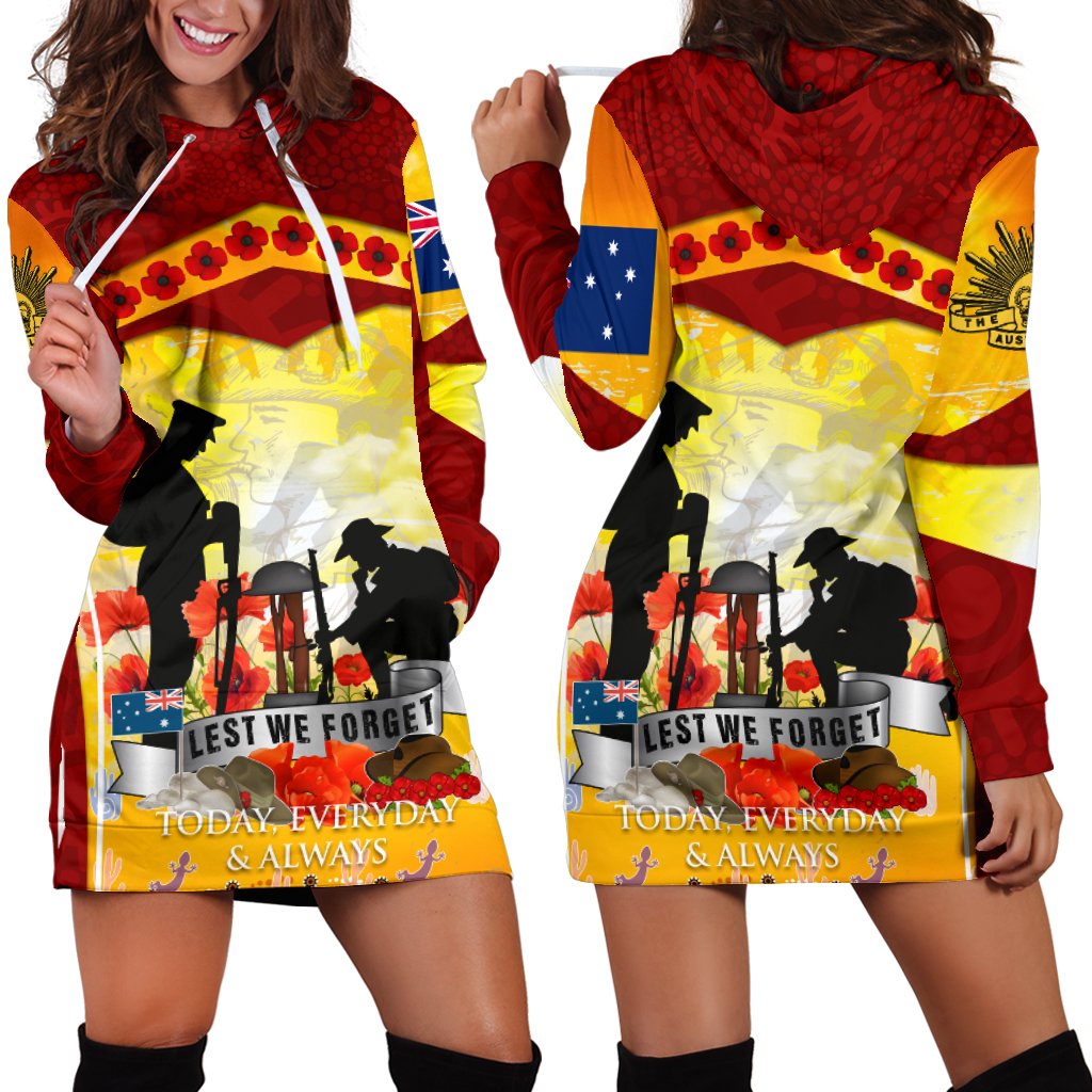 anzac-womens-hoodie-dress-lest-we-forget-aboriginal-version