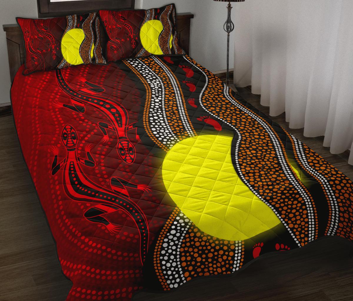 aboriginal-quilt-bed-set-aboriginal-flag-lizard-dot-painting-style
