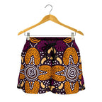 Aboriginal Women's Shorts - Flowers Dot Panting Art - Vibe Hoodie