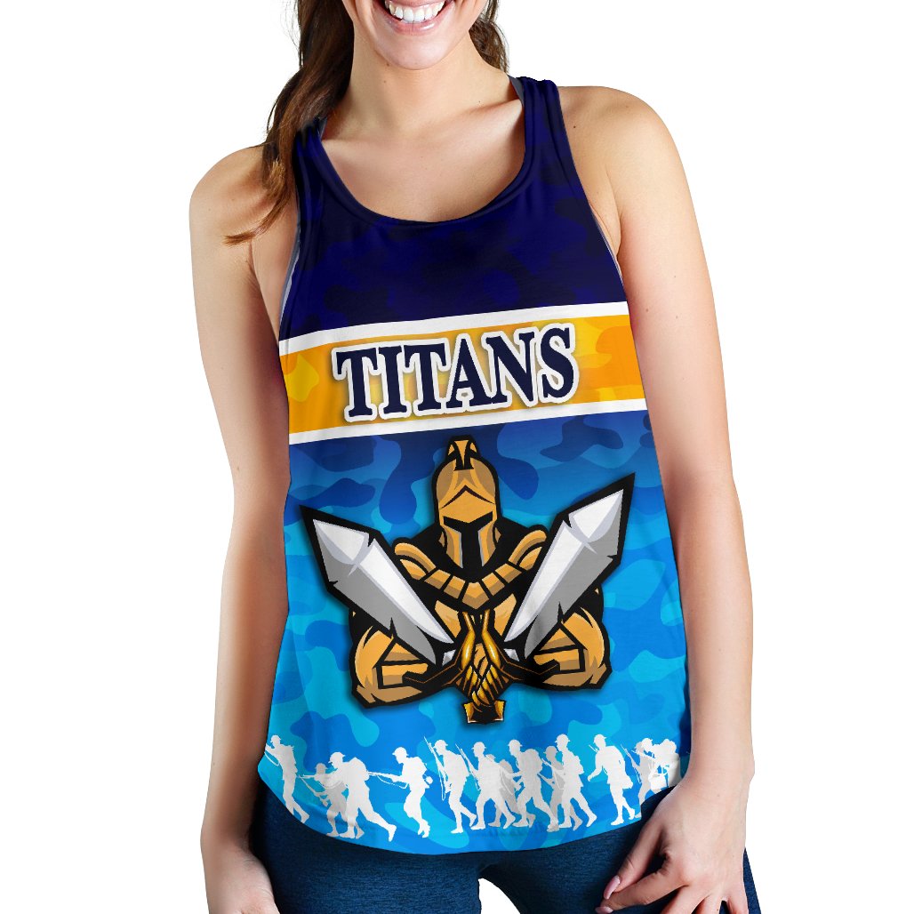 Gold Coast Women Racerback Tank Titans Gladiator Anzac Day 2021 Version - Camouflage - Vibe Hoodie