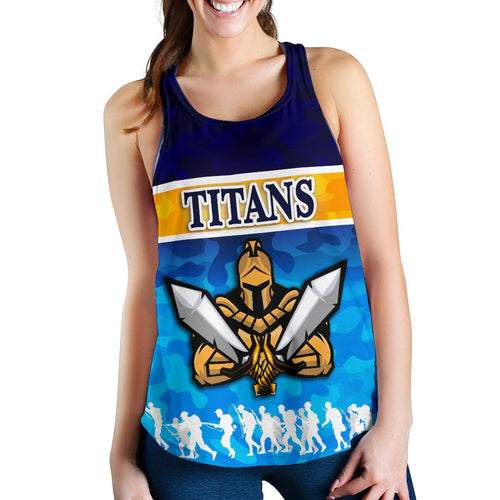 Gold Coast Women Racerback Tank Titans Gladiator Anzac Day 2021 Version - Camouflage - Vibe Hoodie