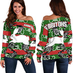 South Sydney Women's Off Shoulder Sweater Rabbitohs Indigenous - Animals Aboriginal - Vibe Hoodie