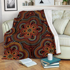 aboriginal-premium-blanket-aboriginal-dot-painting-flowers-style-ver02