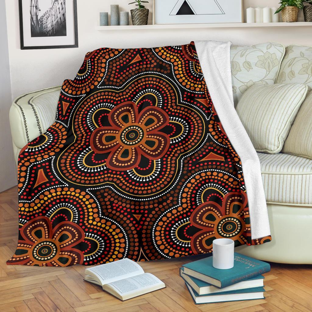 aboriginal-premium-blanket-aboriginal-dot-painting-flowers-style-ver02