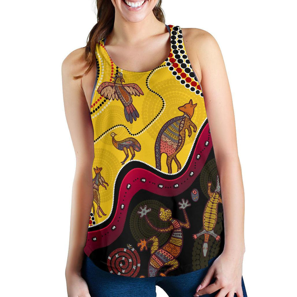 Aboriginal Racerback Tank - Indigenous Animals Life Art - Vibe Hoodie