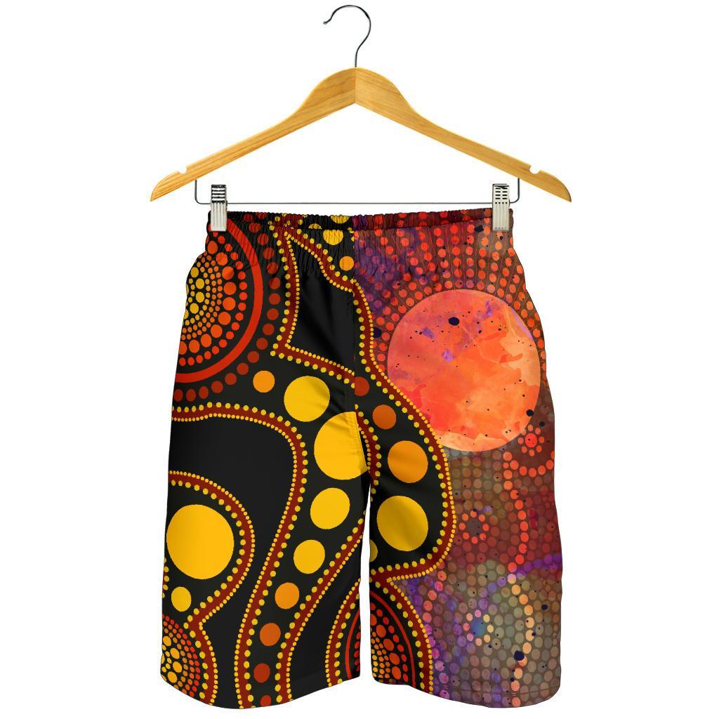 aboriginal-mens-shorts-australia-indigenous-flag-circle-dot-painting-art-golden