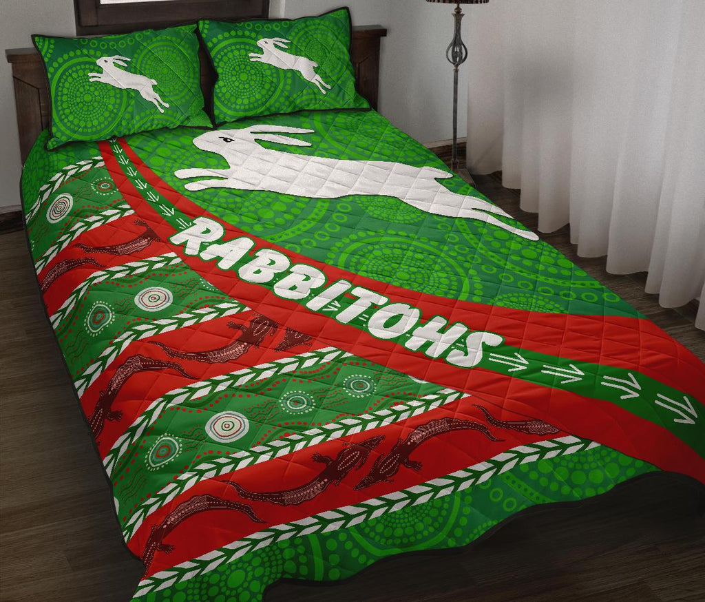 south-sydney-rabbitohs-aboriginal-quilt-bed-set-victorian-vibes