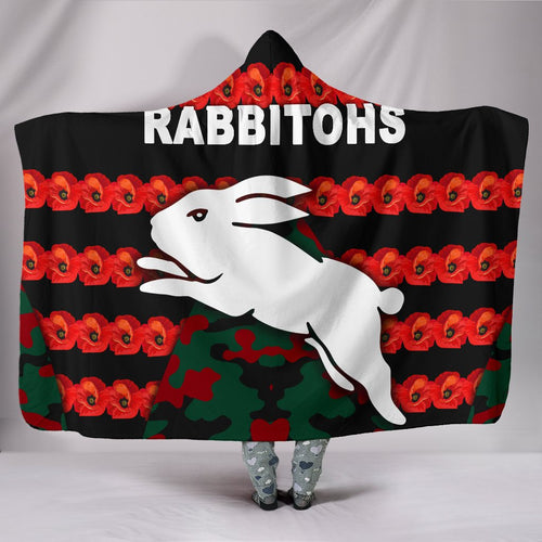 south-sydney-rabbitohs-hooded-blanket-anzac-day-poppy-flower-vibes