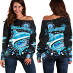 Cronulla Women Off Shoulder Sweater Sharks Indigenous - Vibe Hoodie