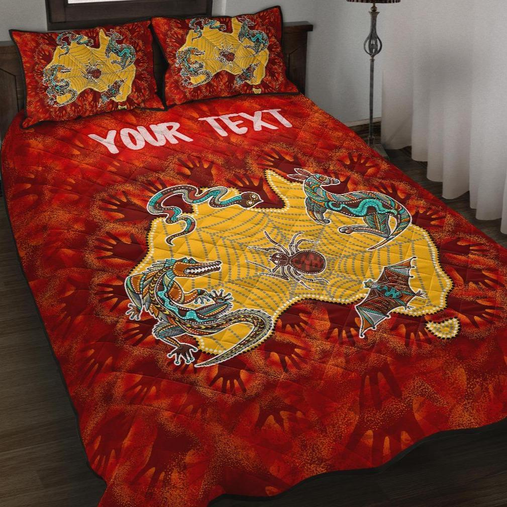 custom-aboriginal-quilt-bed-set-australia-map-hand-patterns-spider-web