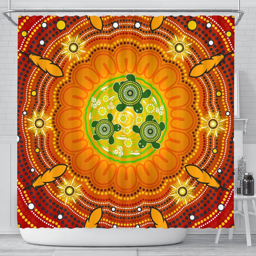 aboriginal-shower-curtain-turtle-circle-dot-painting-art