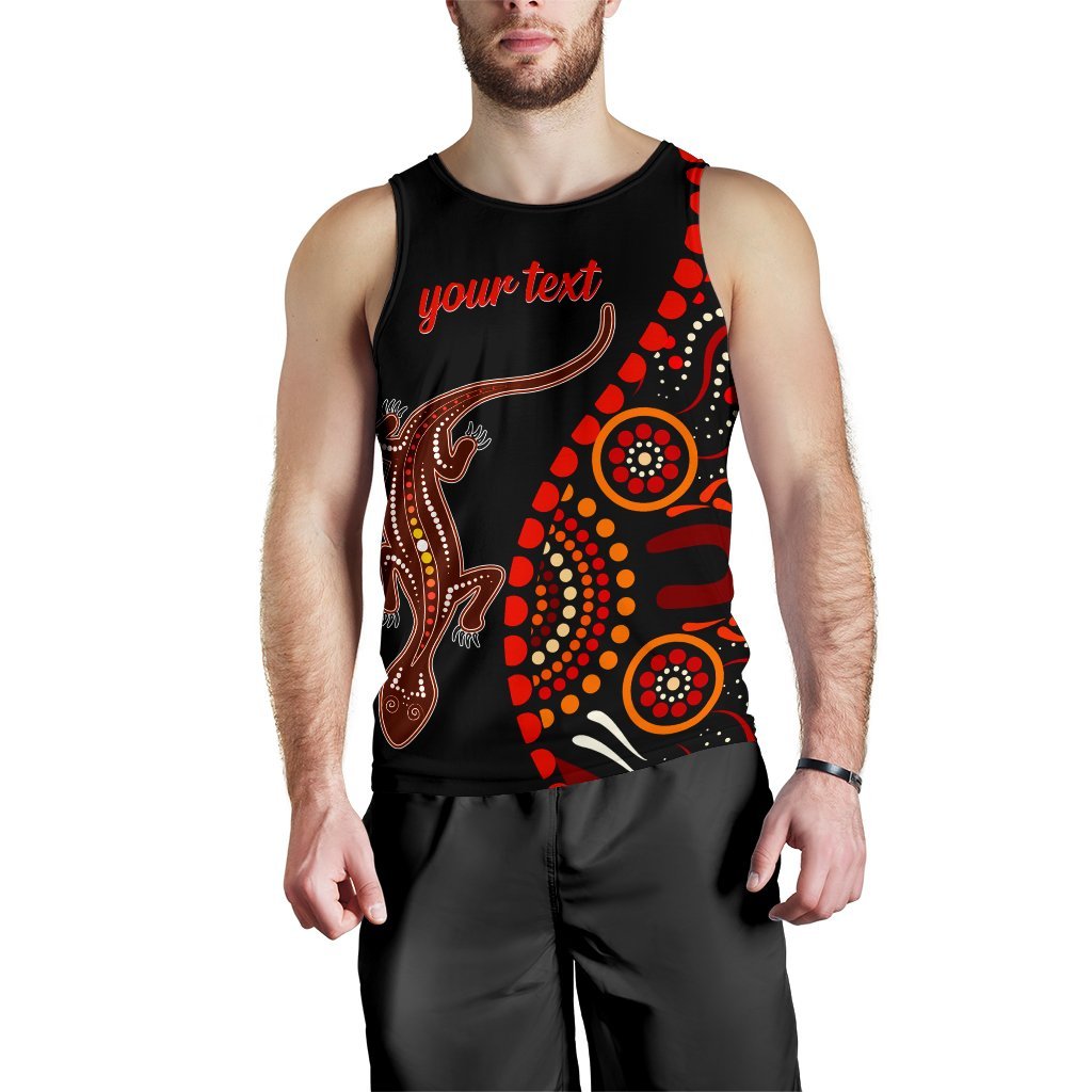 aboriginal-personalised-mens-tank-top-aboriginal-lizard-with-dot-painting-patterns