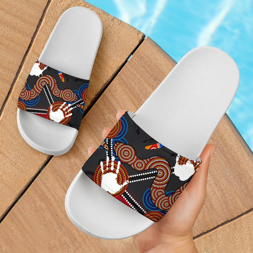 aboriginal-slide-sandals-australian-boomerang-and-snake-indigenous-art-ver-01