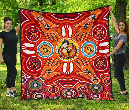 quilts-aboriginal-family-with-dot-painting-art