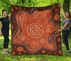 aboriginal-premium-quilt-australia-snake-family-brown-dot-painting