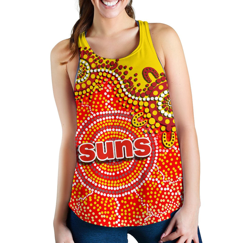Gold Coast Women's Racerback Tank Sun Aboriginal - Vibe Hoodie