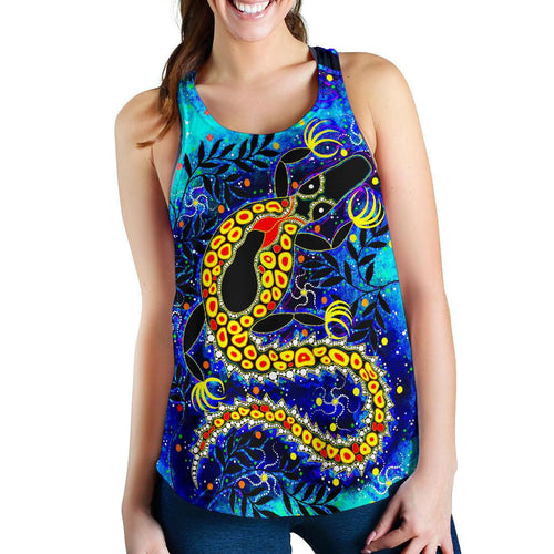 Aboriginal Women's Racerback Tank - Indigenous Crocodile - Vibe Hoodie