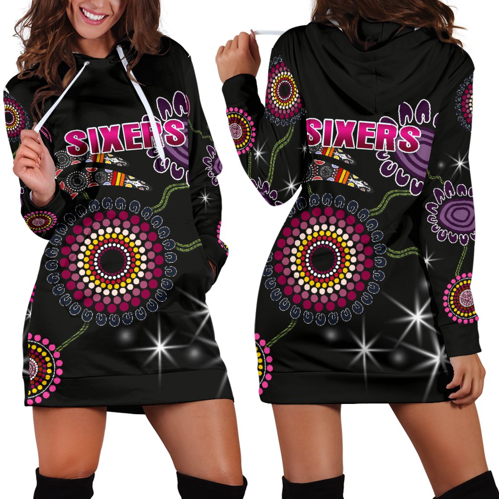 sydney-womens-hoodie-dress-sixers-indigenous-black