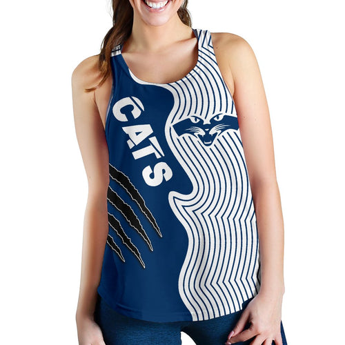 (Custom Personalised) Geelong Women's Racerback Tank Cats Indigenous - Vibe Hoodie