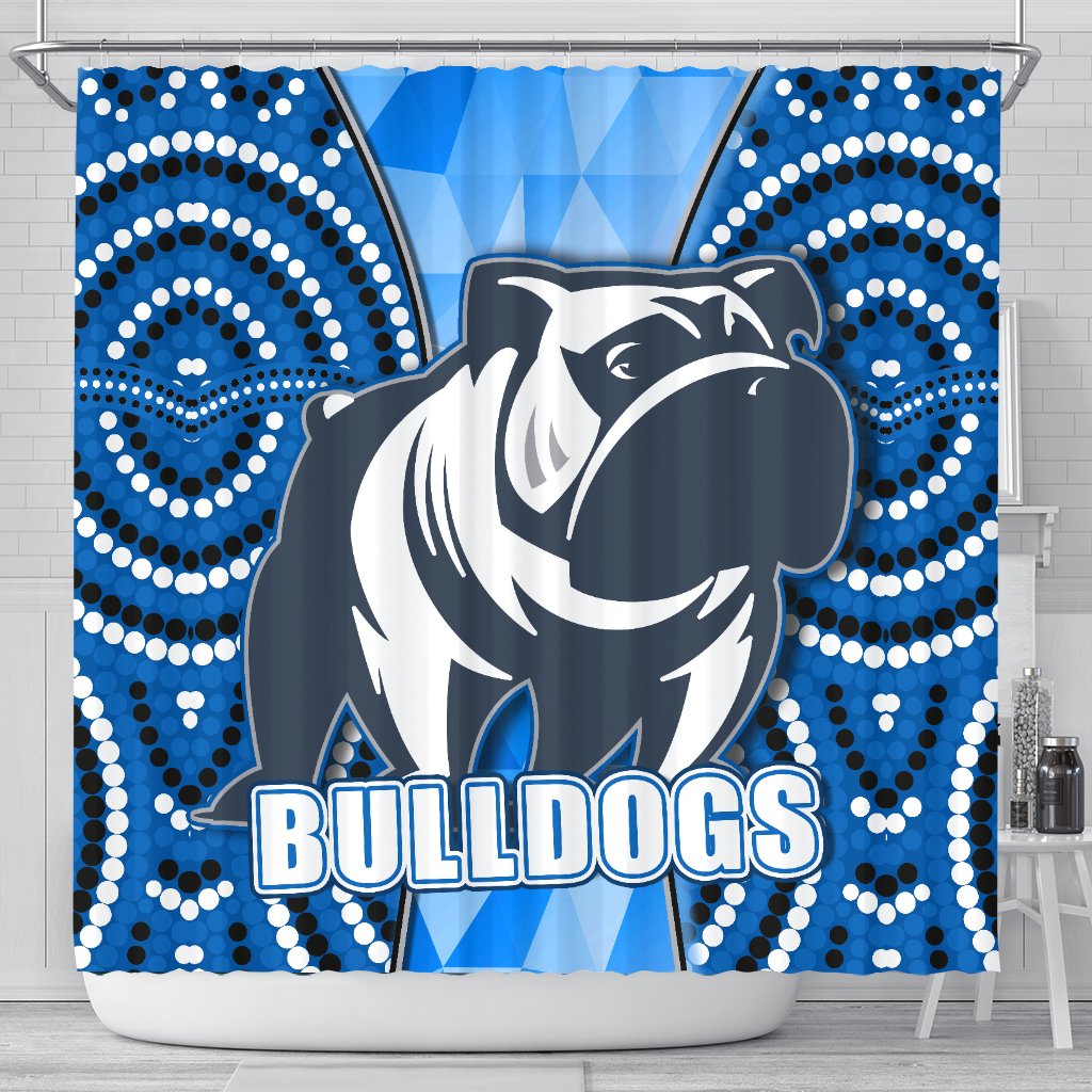 bulldogs-shower-curtain-indigenous-snappy