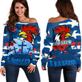 Roosters Anzac Day Off Shoulder Sweater Military - Blue - Vibe Hoodie