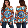 Aboriginal Women's Off Shoulder Sweater- Indigenous Circle Dot Painting Ver02 - Vibe Hoodie