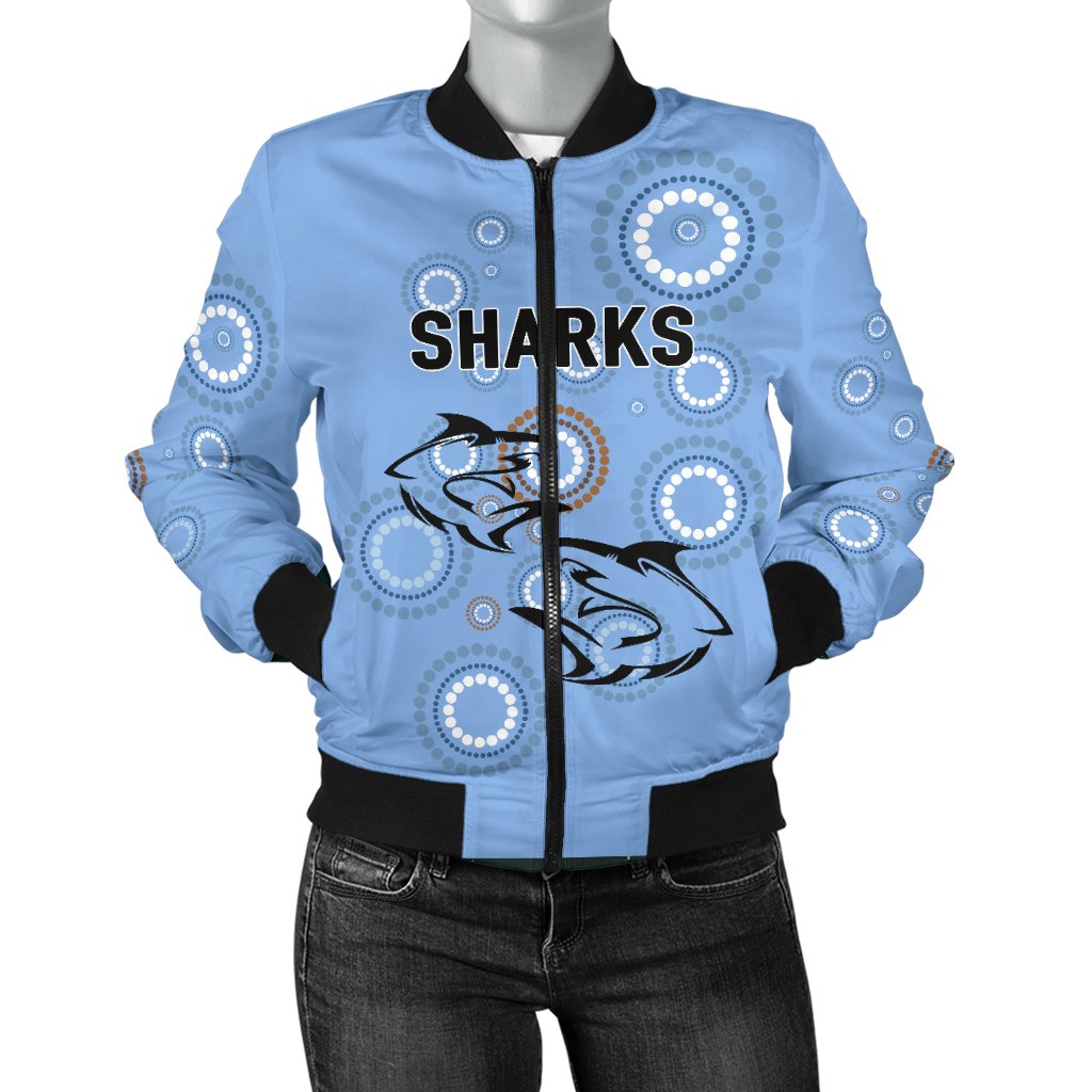 cronulla-sutherland-womens-bomber-jacket-sharks-anzac-day-unique-indigenous