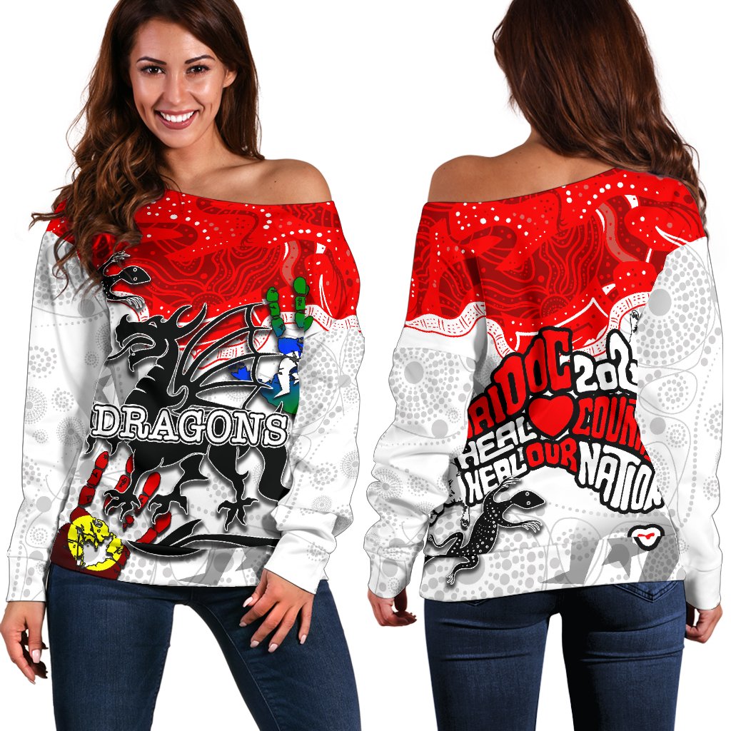 Naidoc St. George Illawarra Dragons Women's Off Shoulder Sweater Tribal Style