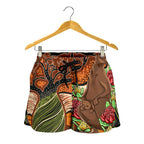 Aboriginal Women's Shorts - Kangaroo With Indigenous Tree - Vibe Hoodie