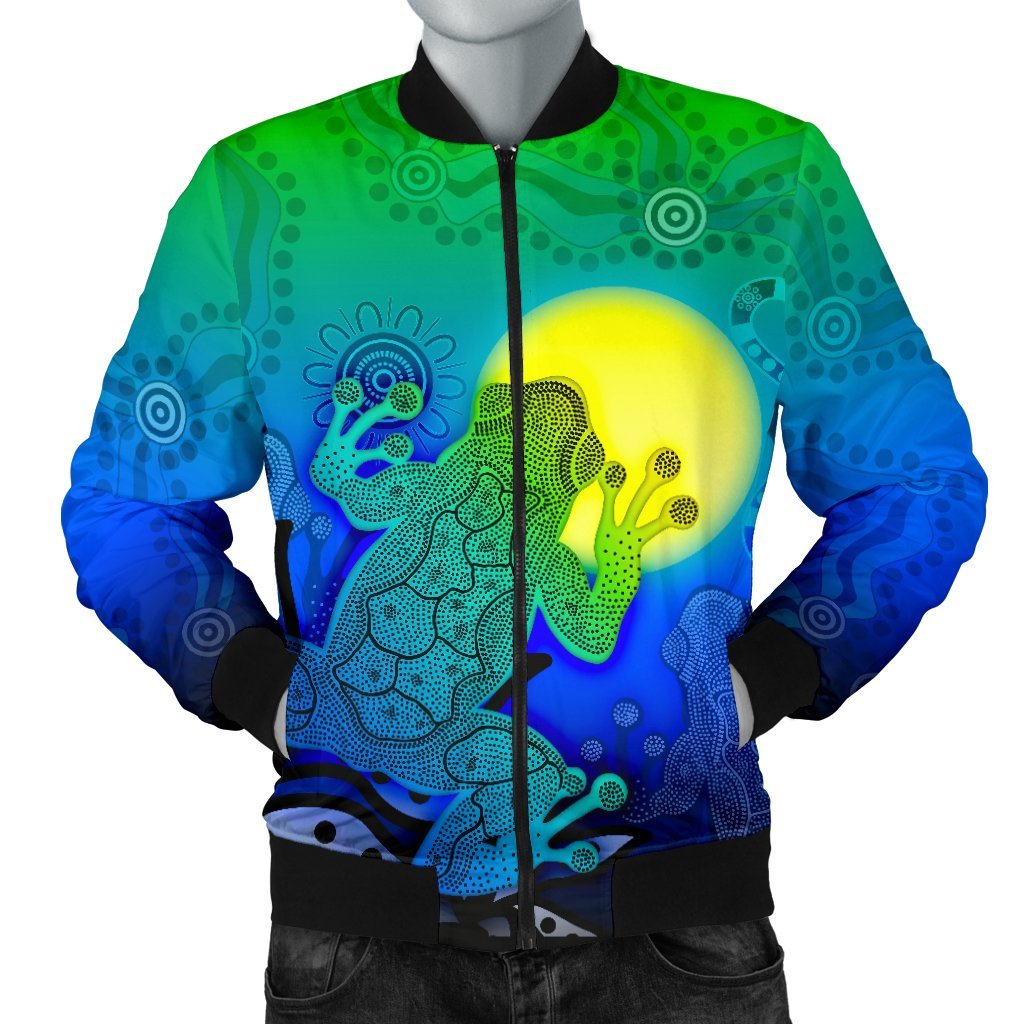 aboriginal-mens-bomber-jacket-indigenous-frog-blue